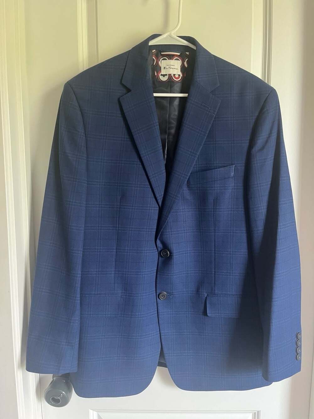 Ben Sherman The Original Navy Blue Windowpane Plaid Blazer Sport Coat